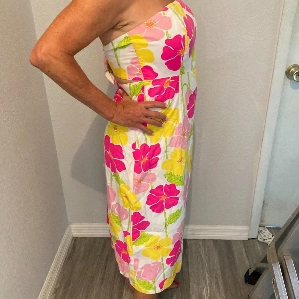 Lilly Pulitzer White Strapless Floral Sundress - Pink, Yellow, Green - Picture 3 of 4